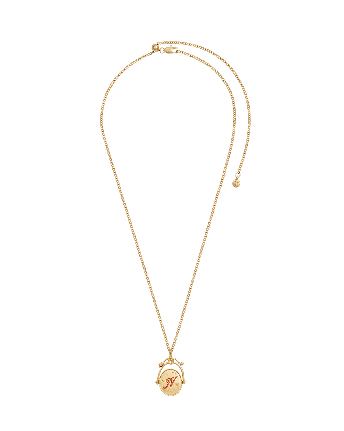 N Initial Nasturtium Gold Spinner Necklace - Image 5
