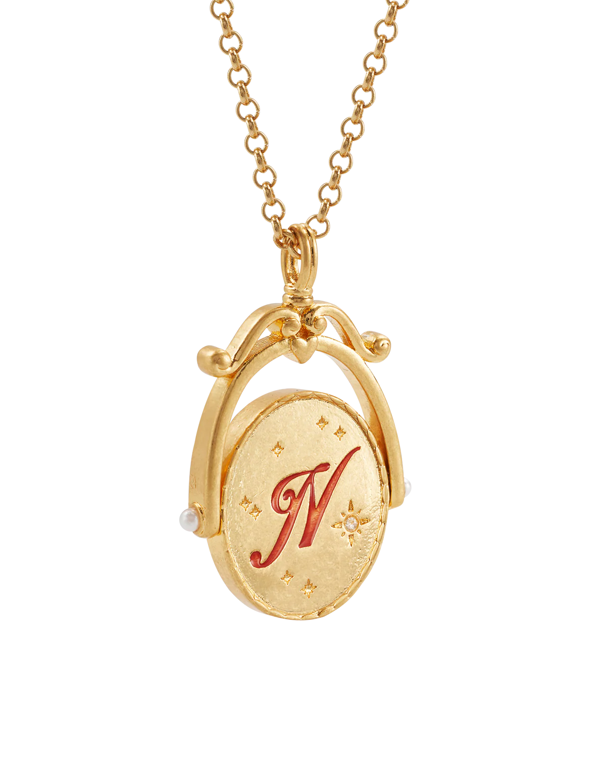 N Initial Nasturtium Gold Spinner Necklace - Image 7