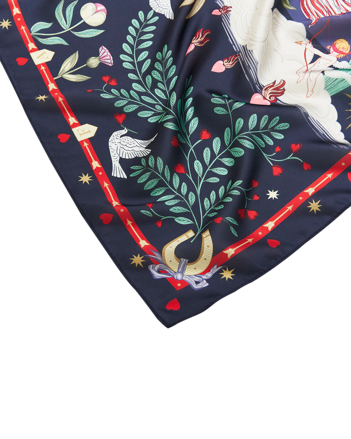 Freya's Heart Navy Story Square Scarf - Image 4