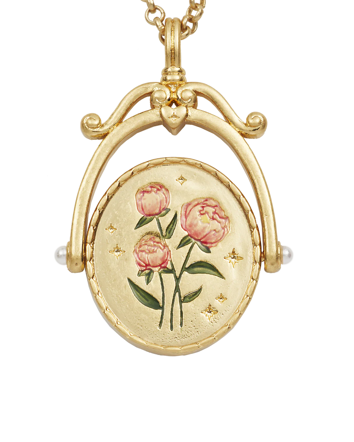P Initial Peony Gold Spinner Necklace - Image 3