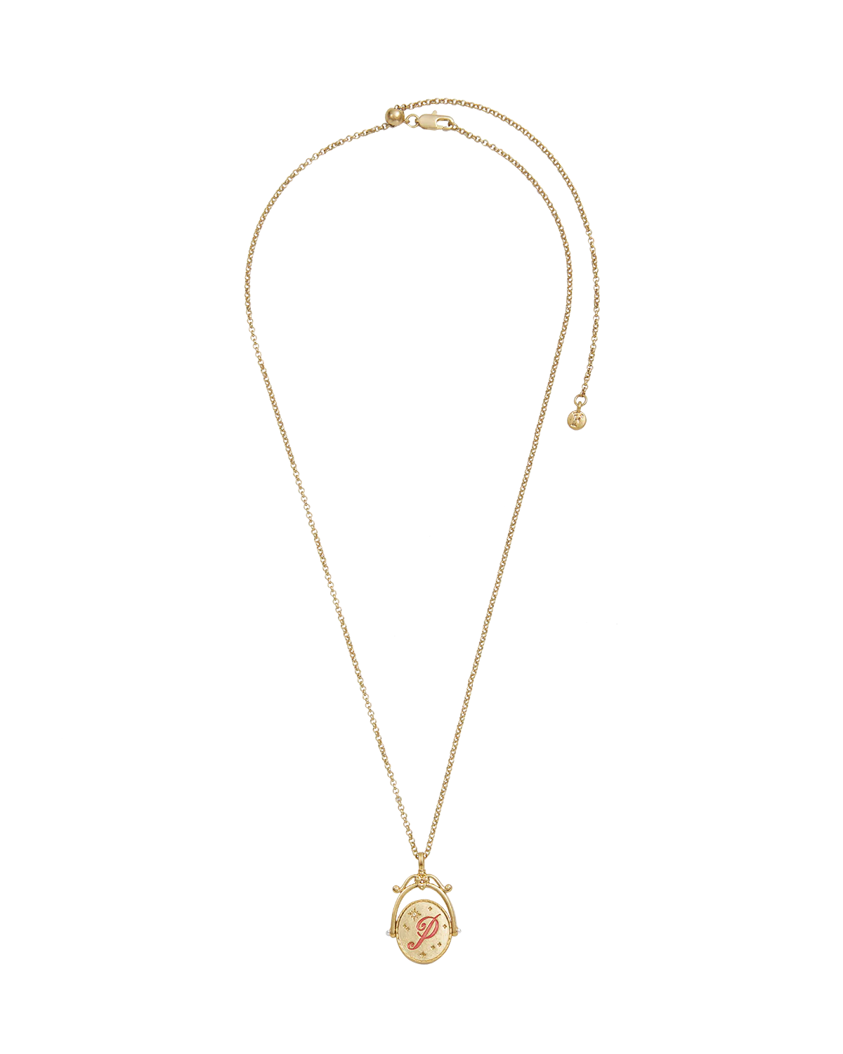 P Initial Peony Gold Spinner Necklace - Image 5