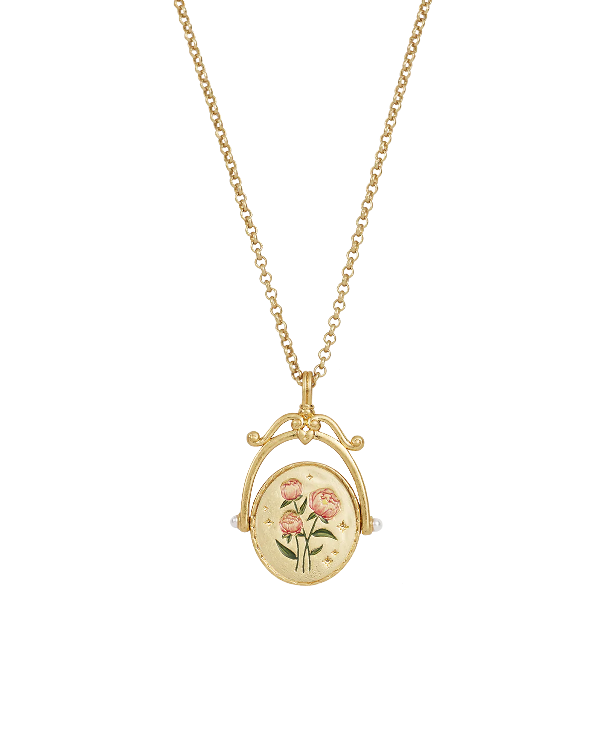 P Initial Peony Gold Spinner Necklace - Image 6