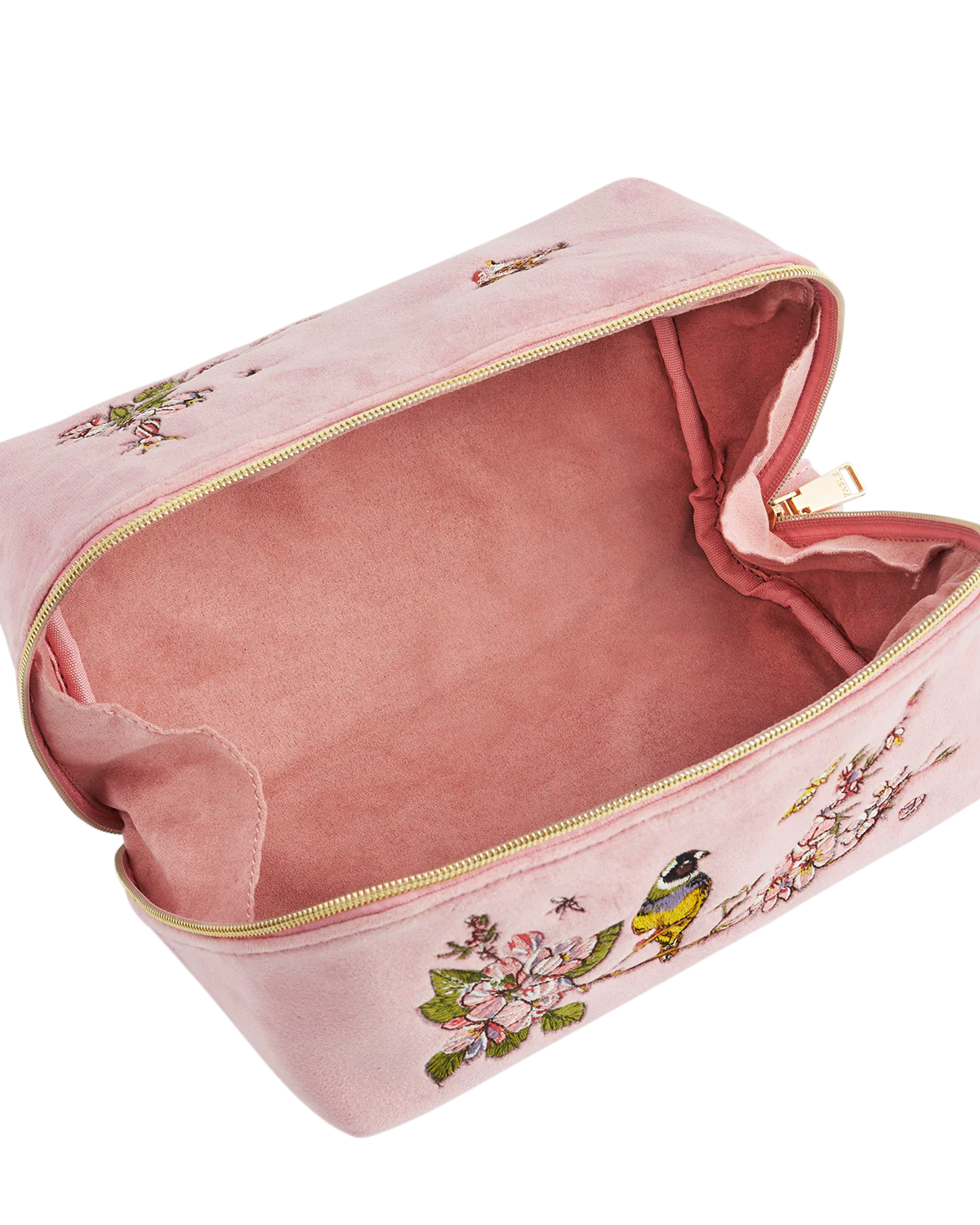 Pink Love Velvet Embroidered Cosmetic Pouch - Image 6