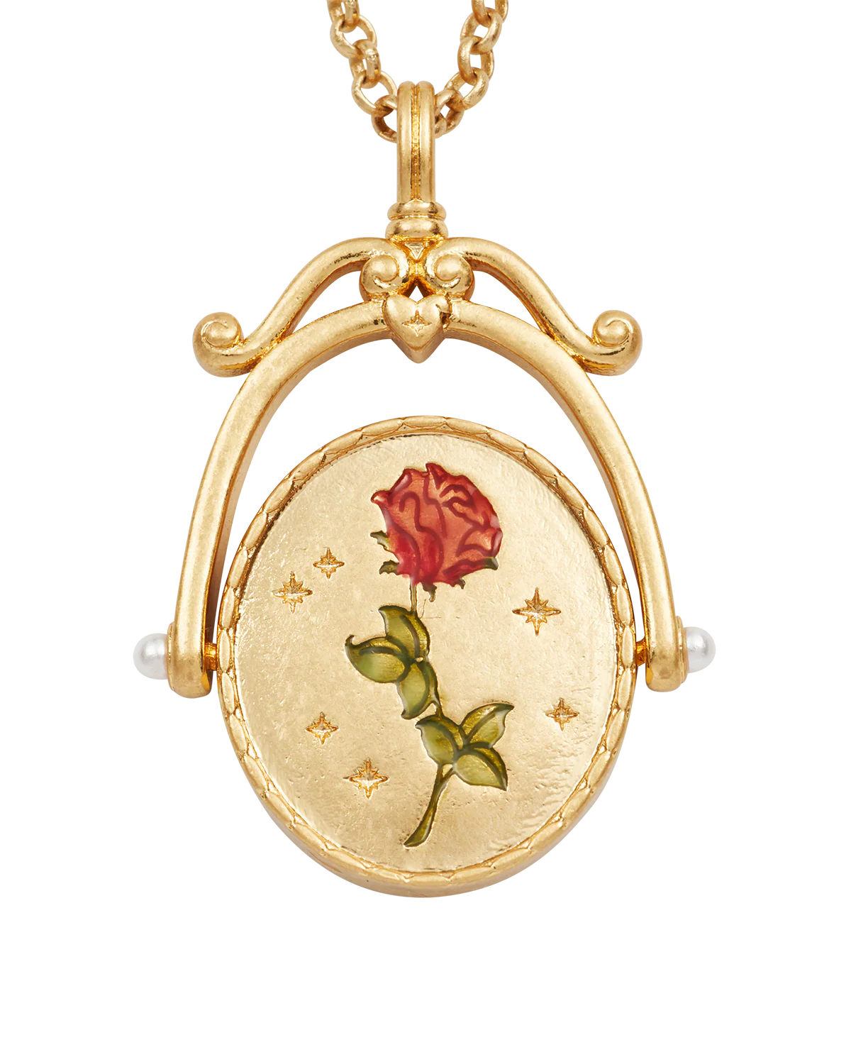 R Initial Rose Gold Spinner Necklace - Image 3