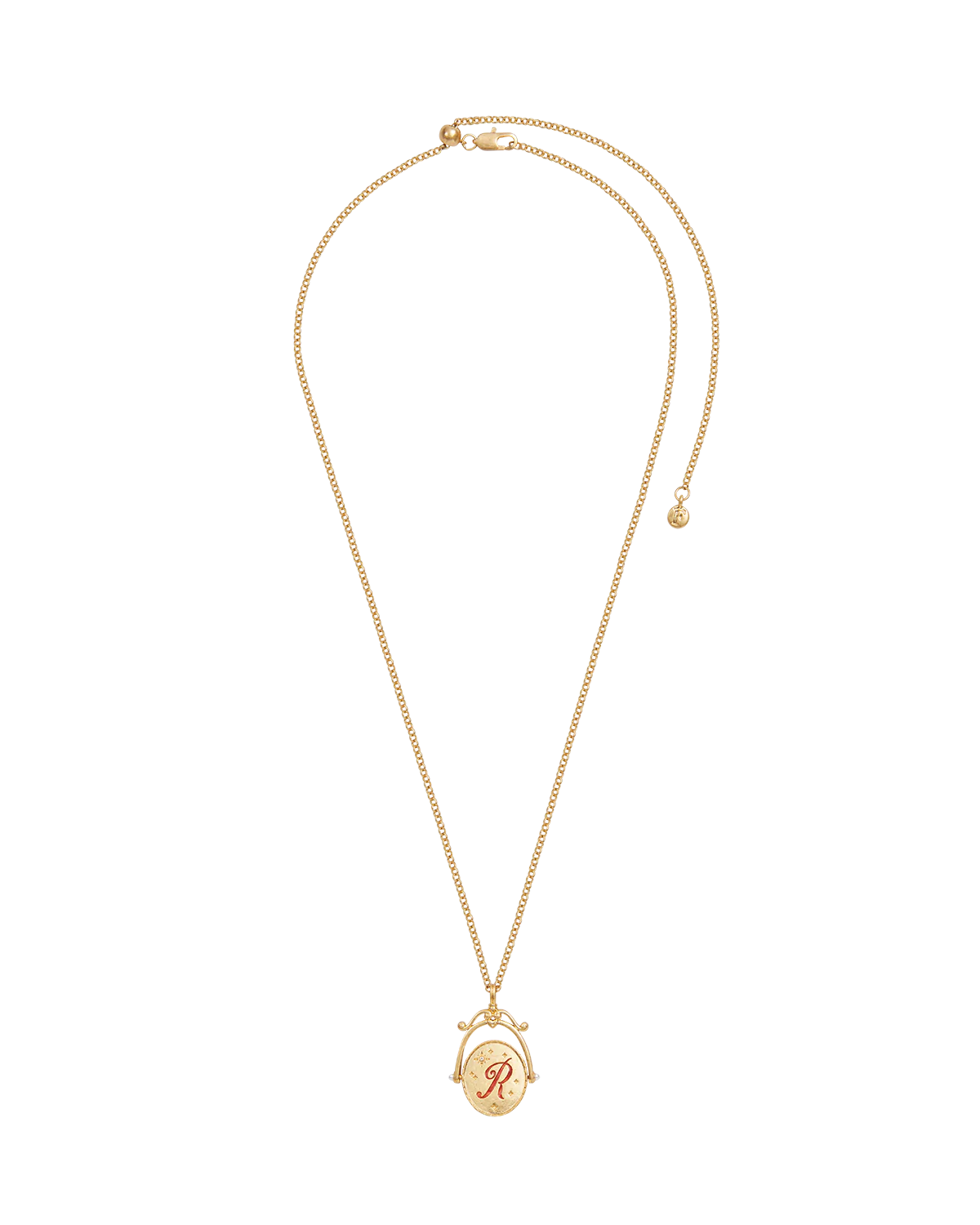 R Initial Rose Gold Spinner Necklace - Image 5