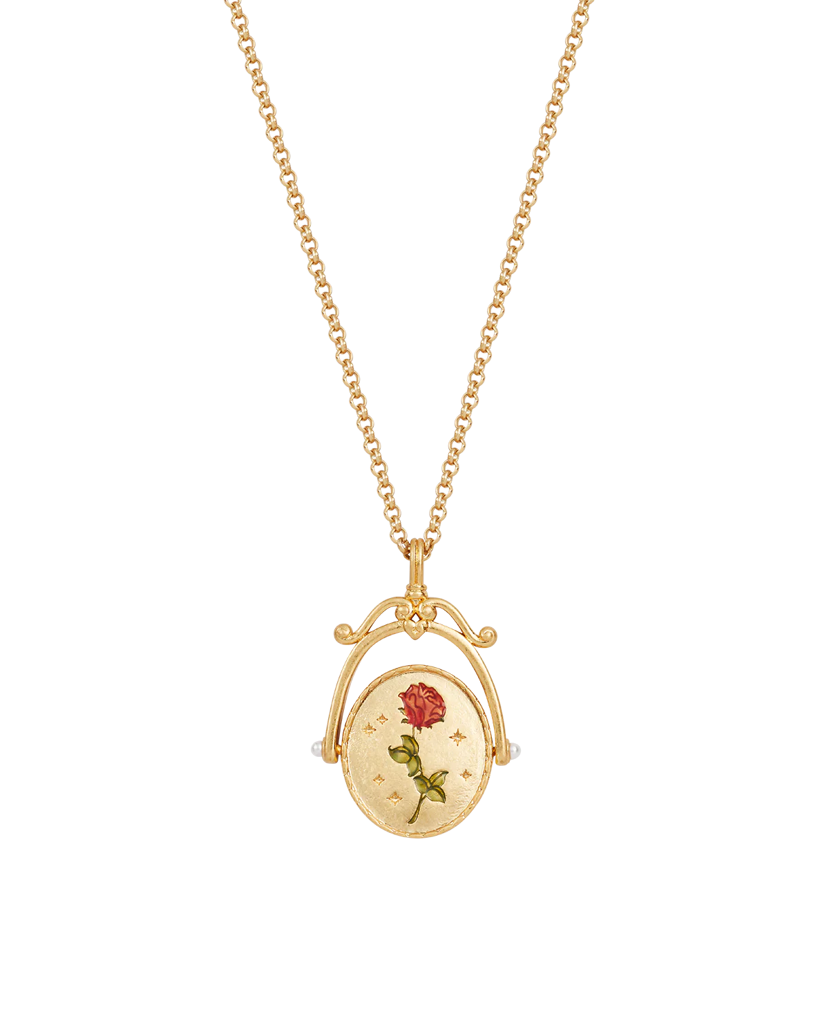 R Initial Rose Gold Spinner Necklace - Image 6