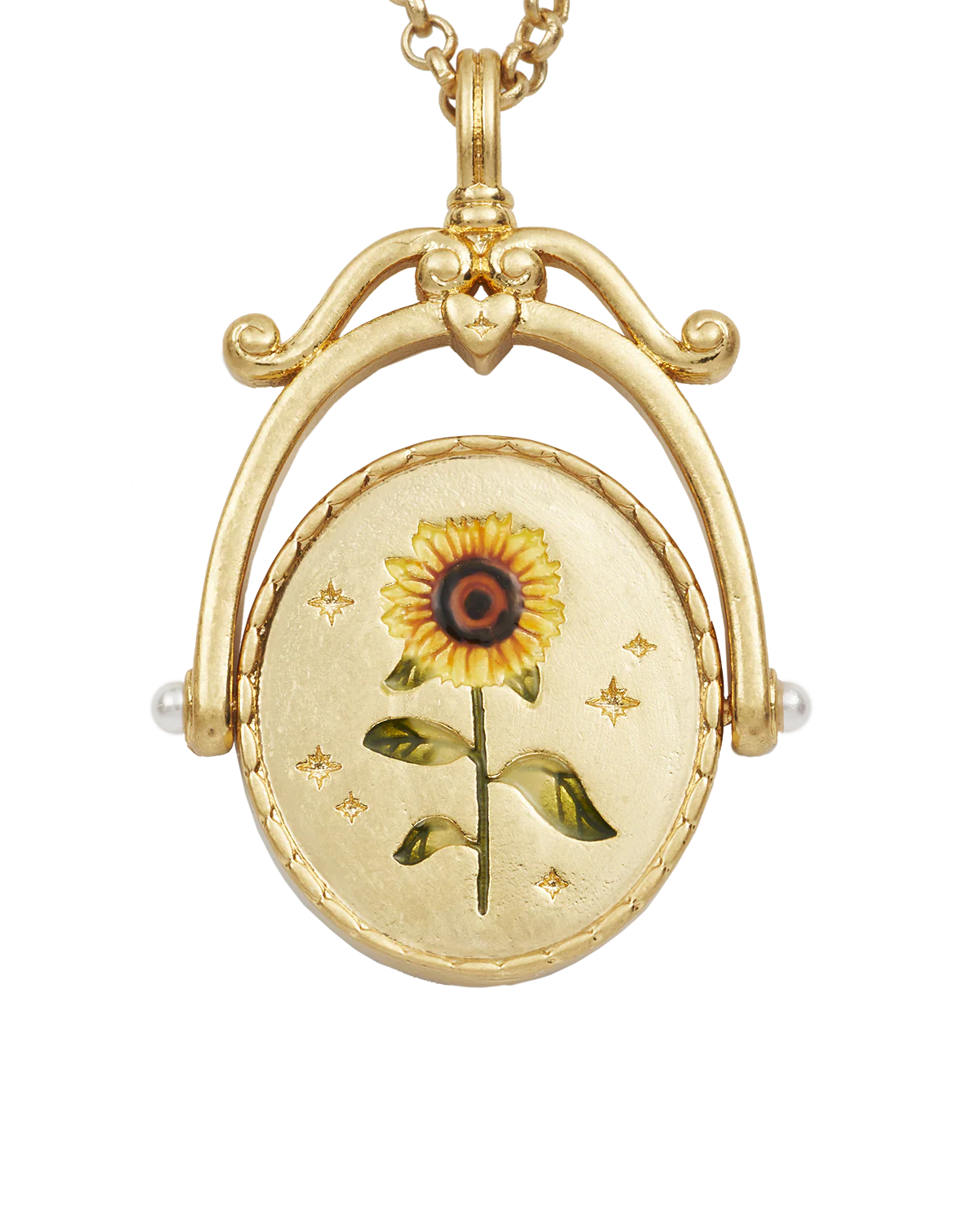 S Initial Sunflower Gold Spinner Necklace - Image 3