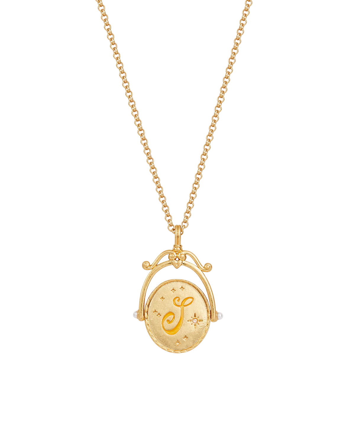 S Initial Sunflower Gold Spinner Necklace - Image 4
