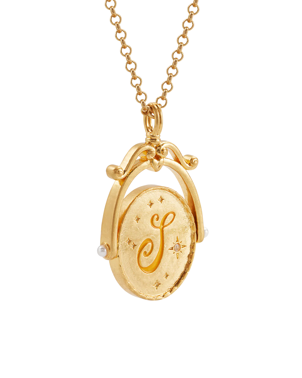 S Initial Sunflower Gold Spinner Necklace - Image 7