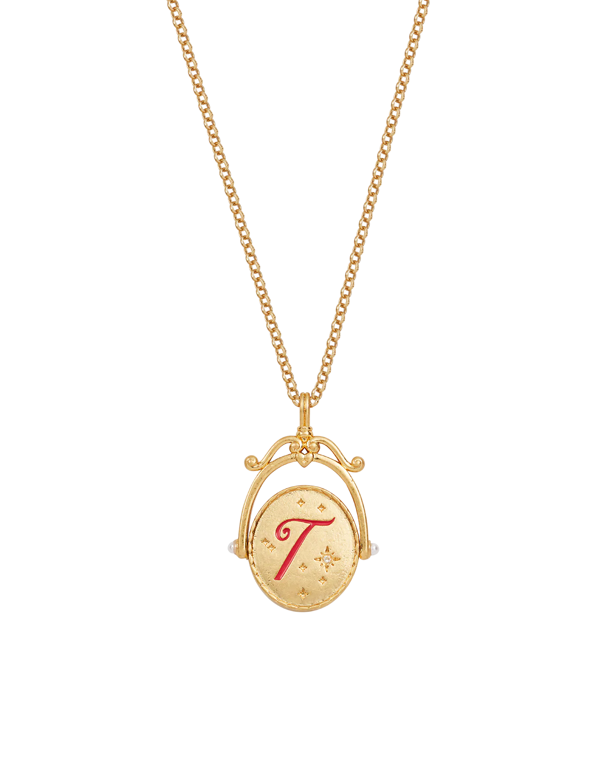 T Initial Tulip Gold Spinner Necklace - Image 4