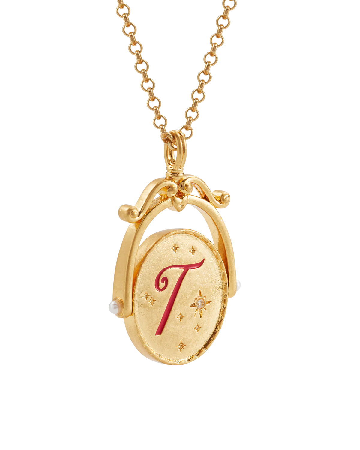 T Initial Tulip Gold Spinner Necklace - Image 7