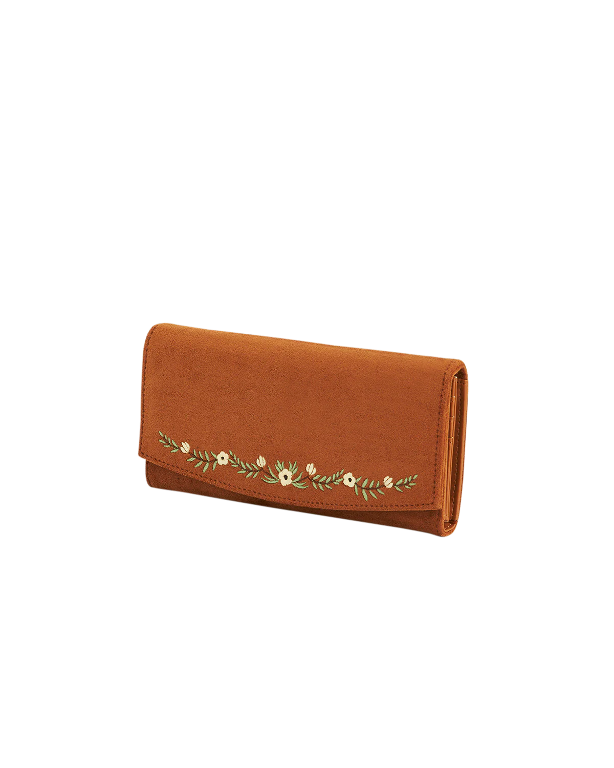 Tan Floral Embroidered Purse Large - Image 3