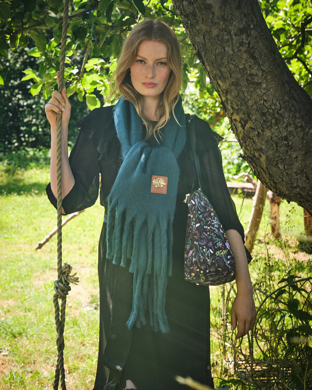 Teal Cosy Boucle Scarf - Image 5