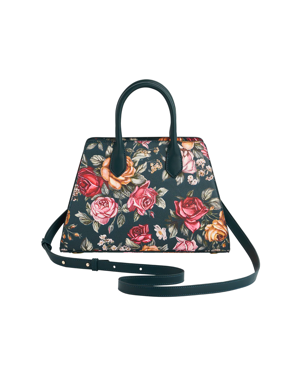 Teal Roses Structured Tote Medium - Image 3