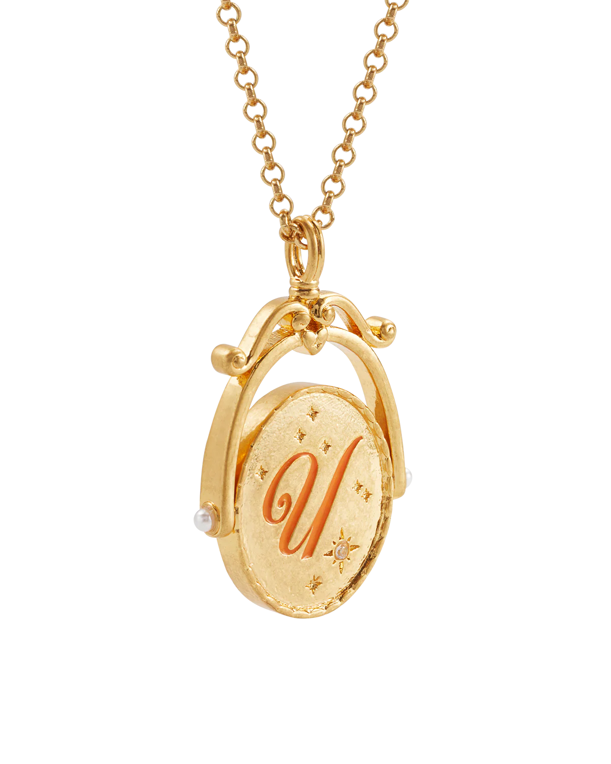 U Initial Ursinia Gold Spinner Necklace - Image 7