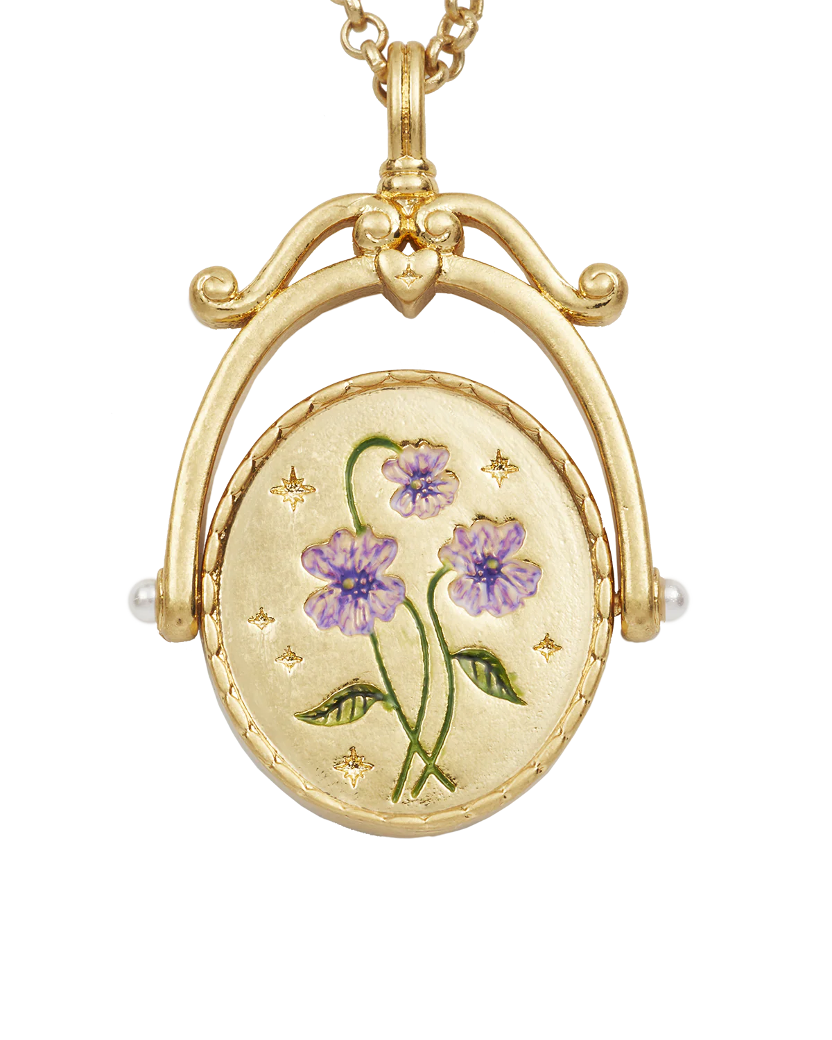 V Initial Violet Gold Spinner Necklace - Image 4