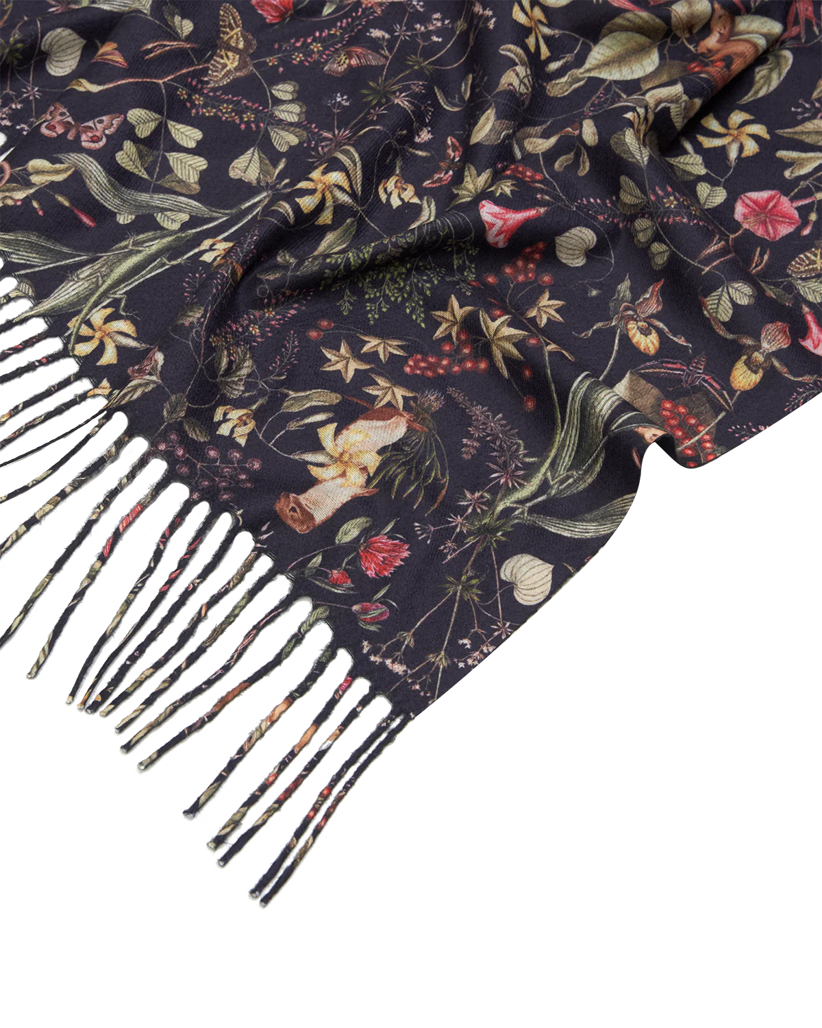 Navy Wolf Garden Tassel Scarf - Image 3