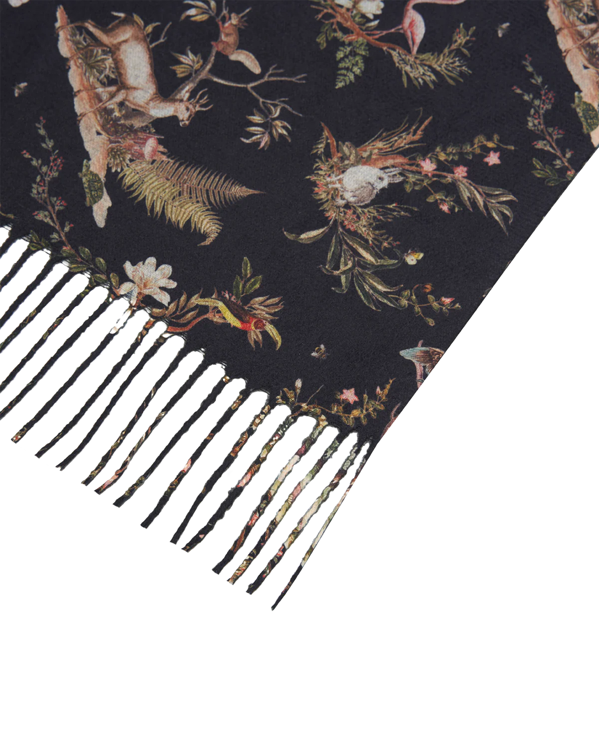 Black Wonderland Toile Tassel Scarf - Image 4
