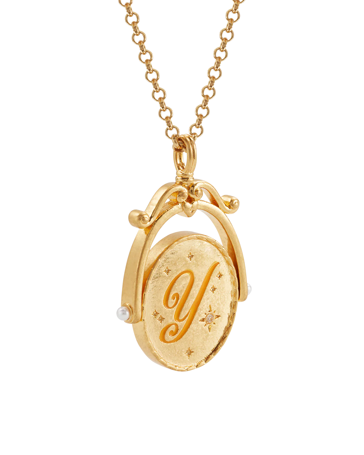 Y Initial Yarrow Gold Spinner Necklace - Image 7