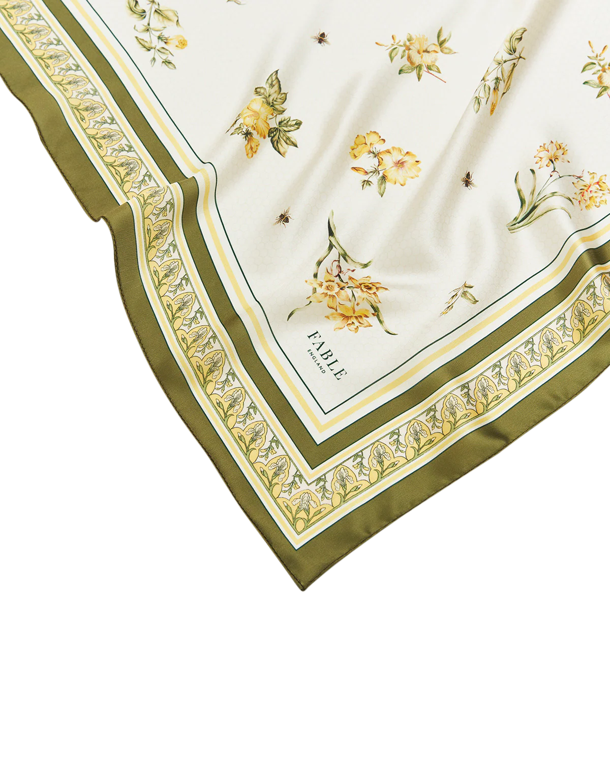 Yellow Nouveau Floral Square Scarf - Image 4
