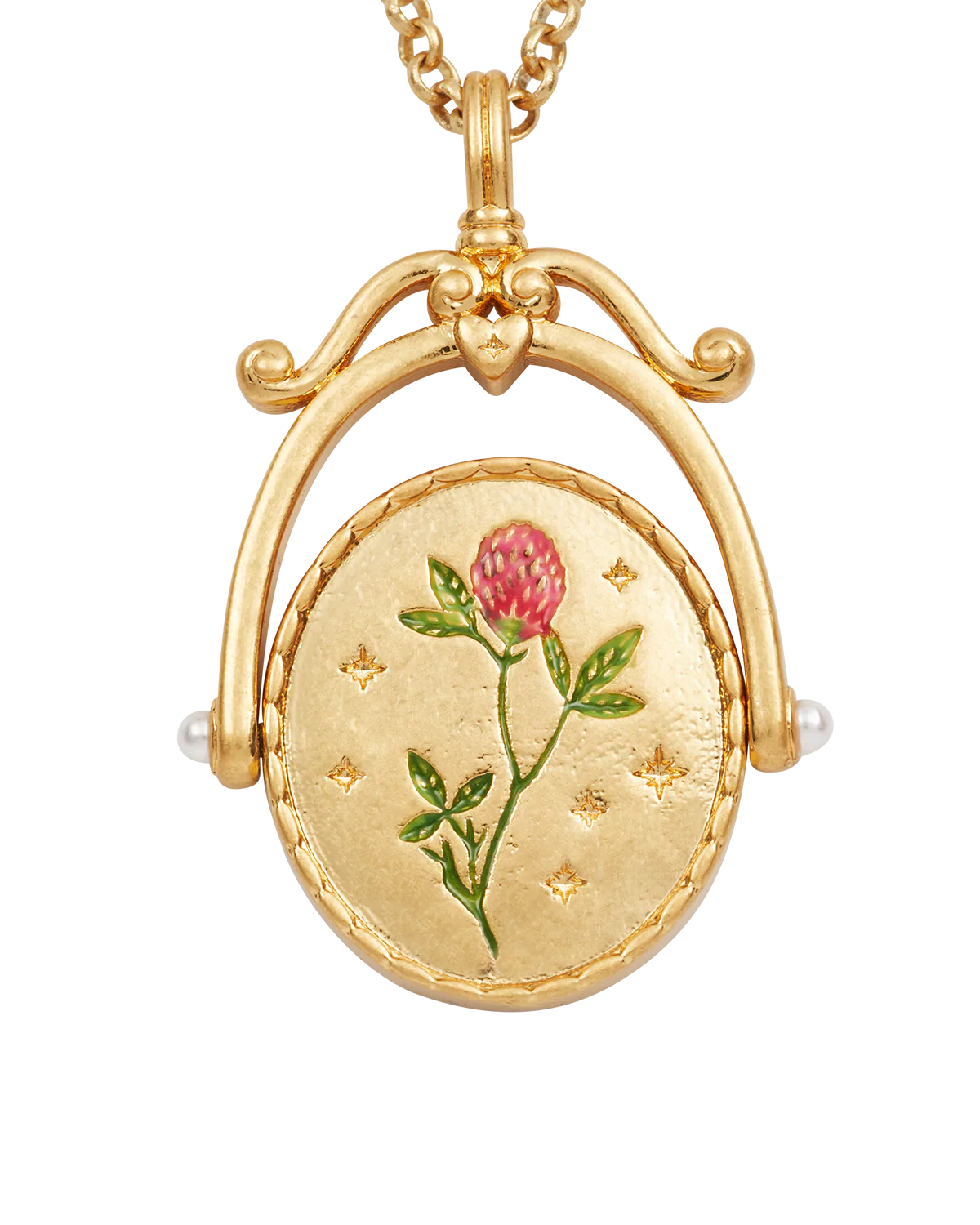Z Initial Zigzag Clover Gold Spinner Necklace - Image 3