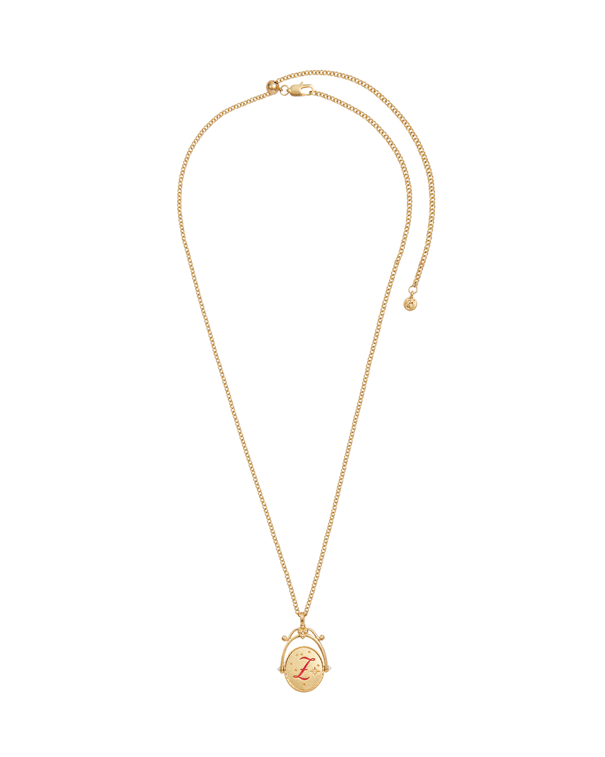 Z Initial Zigzag Clover Gold Spinner Necklace - Image 5
